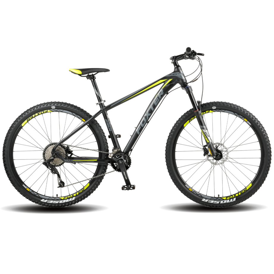Bicicleta Mtb Foxter Quest 2X10V. Frenos Hidráulicos H. Bloqueo 29 1 ” (Negra/Amarillo)