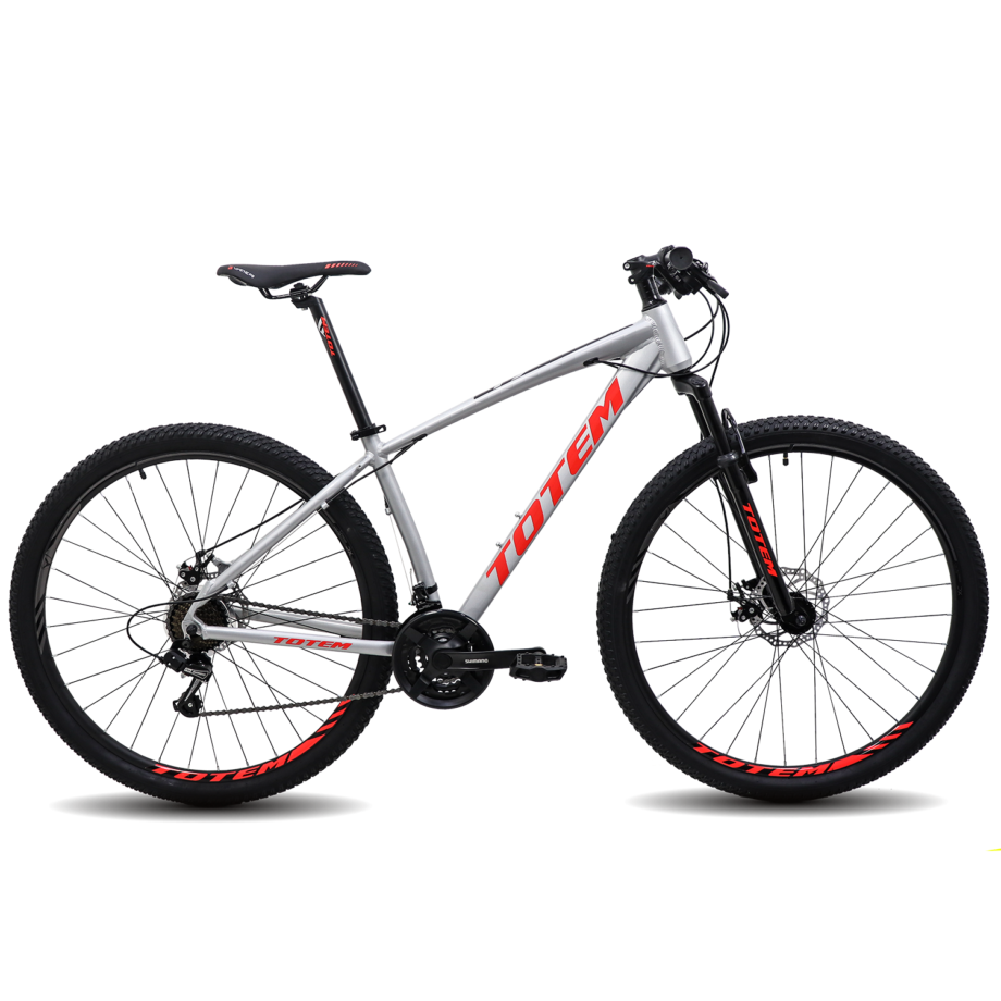 14125-1 Bicicleta Mtb Totem T7 Shimano 7V Frenos Mecánicos H. Suspensión 29 Gris Claro Roja Negro M